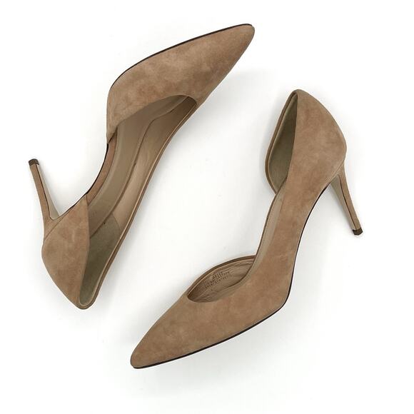 J.Crew Lucie Suede D'Orsay Pumps Chic Minimalist Classic Ashen Brown Heels Sz 8 - Picture 6 of 13